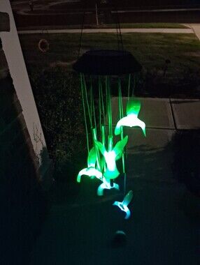 Solar wind chime with lights and sound for outdoors